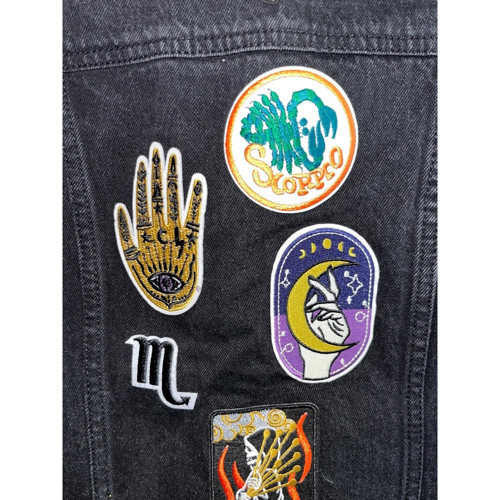 Scorpio Zodiac Scorpion Water Sign Women's Denim Jean Vest Upcycled OOAK Sz. XS - Picture 9 of 9